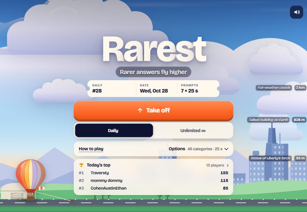 Rarest: hot-air balloon game start screen