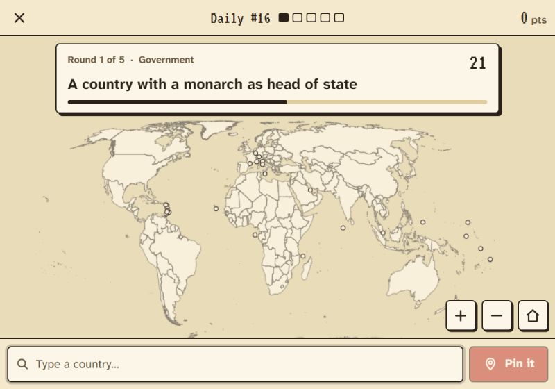 RAREFIND: timed country question and interactive world map