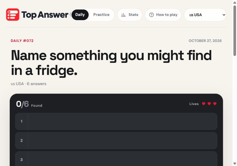 Top Answer Club: daily survey question and answer board