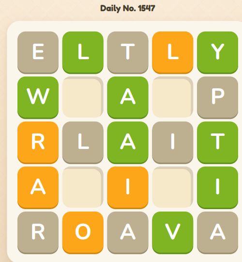 Word Waffle: complete colored letter puzzle